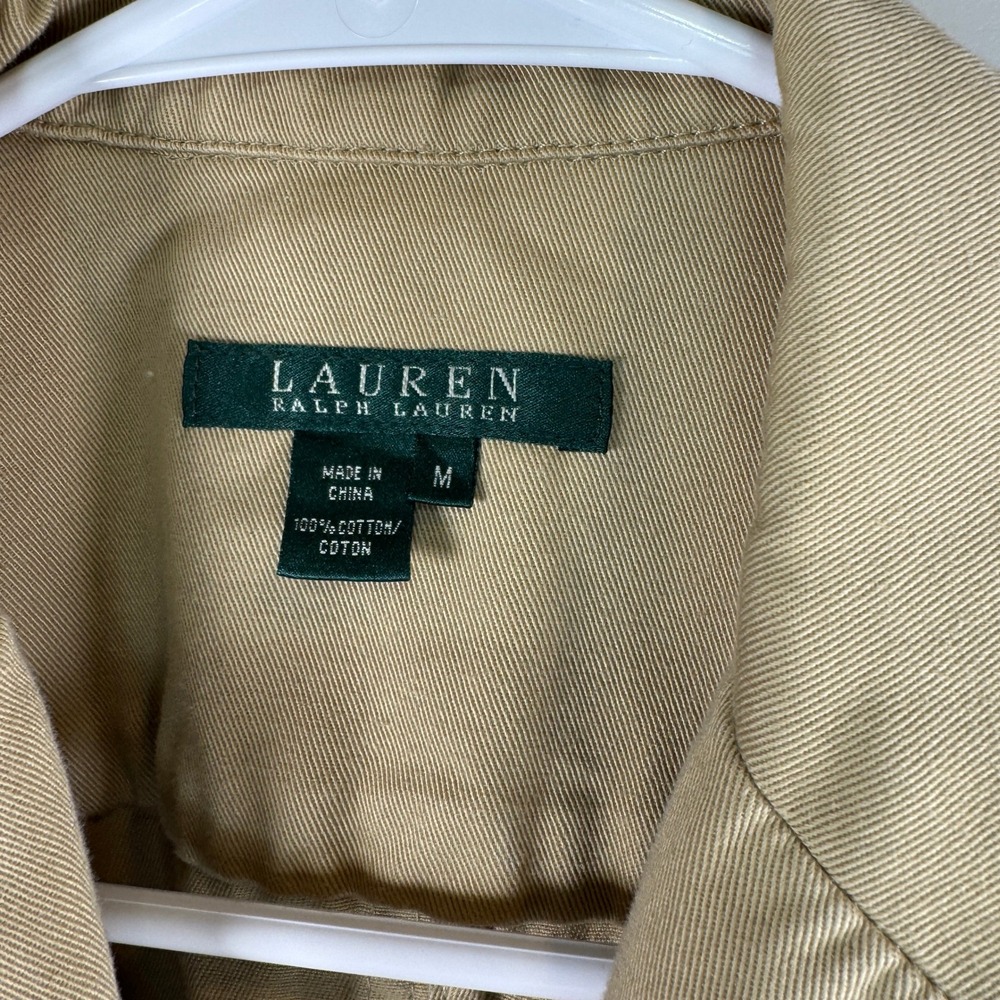 Lauren Ralph Lauren Tan Cotton Twill Blazer Med Old Money Preppy Khaki Jacket - Picture 2 of 6